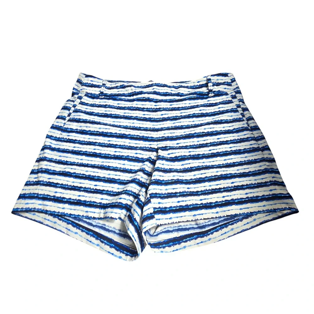Spanx Sunshine Shorts 6 Inch Blue White Stripe Print Coastal Summer Womens 1X‎